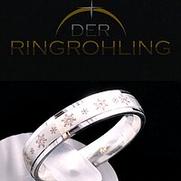 Ring mit Glanzfräsung und Gravur Schneeflocken Groß 